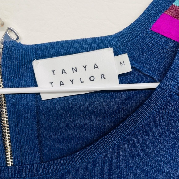 TANYA TAYLOR LONG SLEEVELESS MULTICOLOR DRESS SIZE M NAVY BLUE - Picture 3 of 7